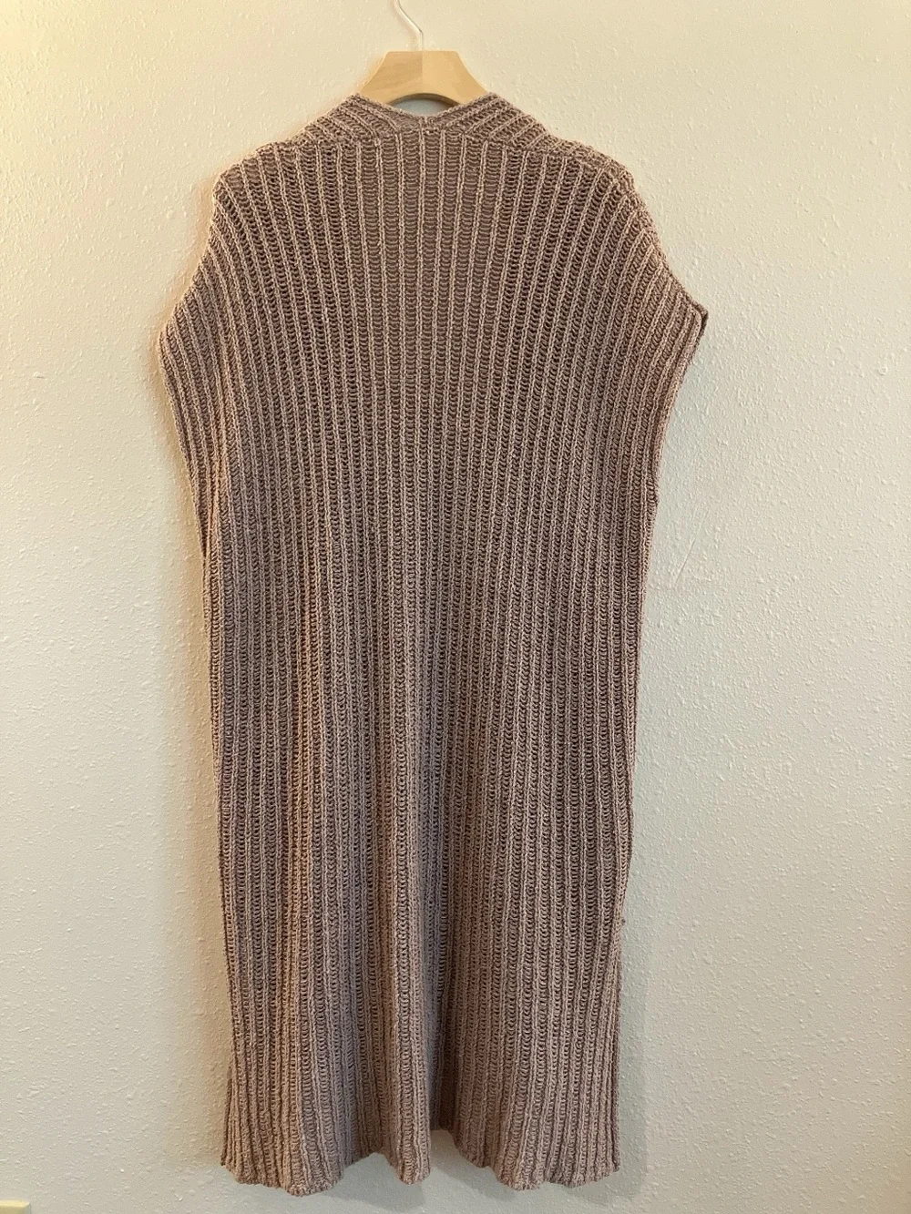 Free People Sleeveless Open Vest Cardigan Sweater Patch Pockets “Sloppy-Cardi”